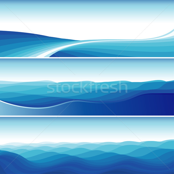Set Of Blue Abstract Wave Backgrounds Stock photo © jul-and