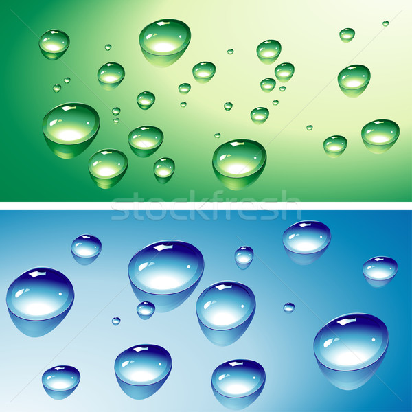 капли воды капли капли воды воды зеленый синий Сток-фото © jul-and