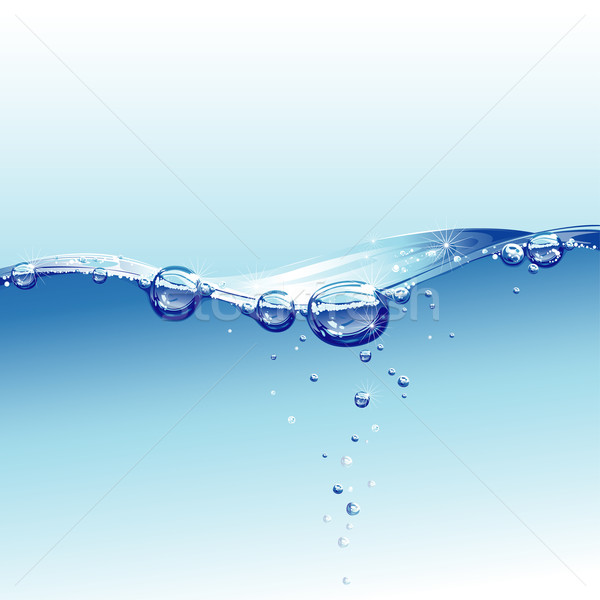 Stock foto: Wasser · Welle · Blasen · editierbar · blau · trinken