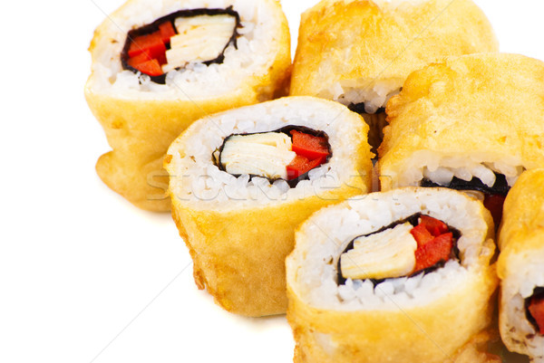 Tempura Maki Sushi or Deep Fried Roll with Paprika Stock photo © julenochek