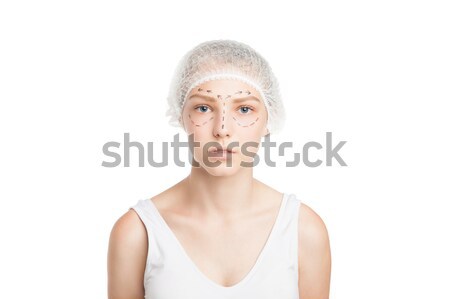 Portret tineri femeie frumoasa pacient pălărie subliniaza Imagine de stoc © julenochek