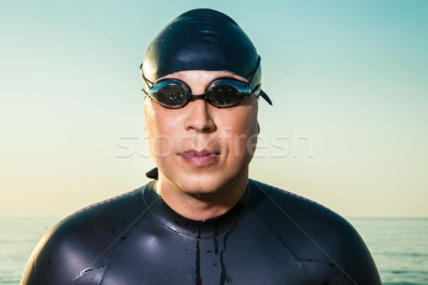 Male in swimming suit and goggles Stock photo © julenochek