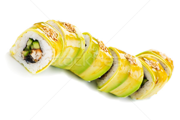 Stockfoto: Komkommer · maki · sushi · krab · vlees · kaas