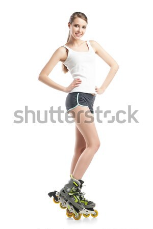 Jonge mooie vrouw schaatsen fitness gezondheid Stockfoto © julenochek