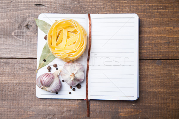 Stockfoto: Blanco · papier · pasta · peper · specerijen · recepten · ingrediënten