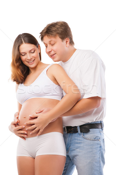 Young couple pregnant mother and happy father Stock photo © julenochek