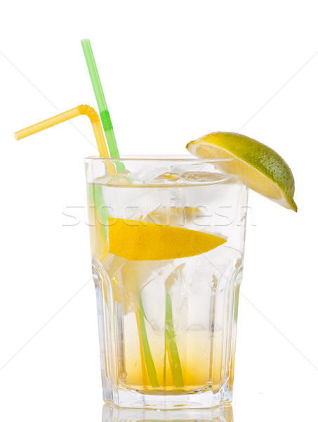 Koktajl gin pomarańczowy lodu biały strony Zdjęcia stock © julenochek