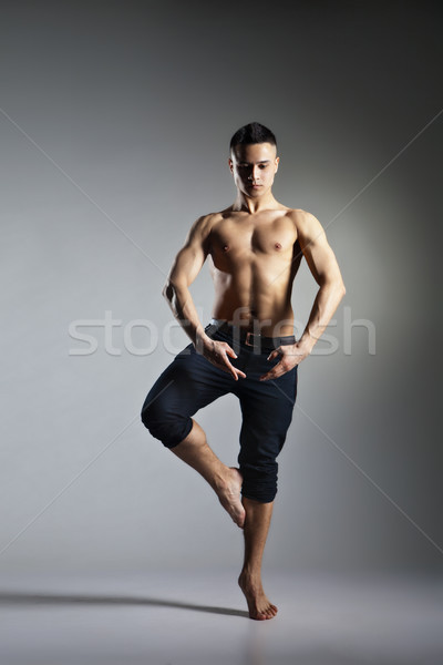 Jonge stijlvol moderne balletdanser grijs man Stockfoto © julenochek