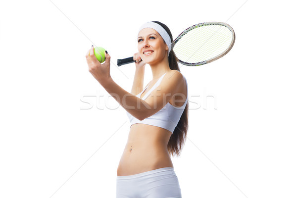 Odizolowany biały dziewczyna fitness zdrowia Zdjęcia stock © julenochek