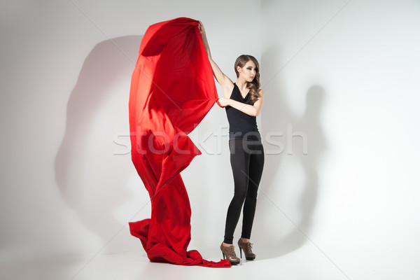 Ragazza rosso panno giovane ragazza Foto d'archivio © julenochek