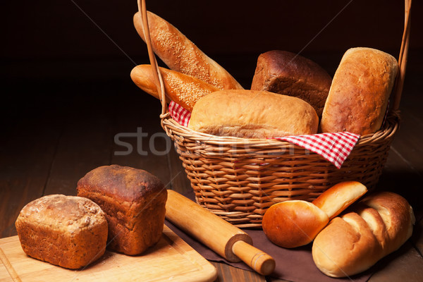 Composition with bread, cutting board and rolling-pin Stock photo © julenochek