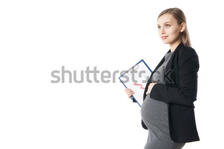 вид сбоку деловая женщина ждет ребенка папке улыбаясь Сток-фото © julenochek