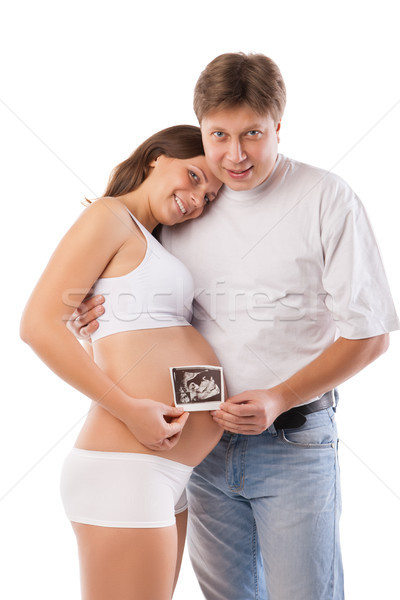 беременная женщина муж ультразвук желудка фото Сток-фото © julenochek
