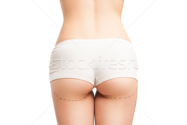 Achteraanzicht vrouw slipje schetst zitvlak onherkenbaar Stockfoto © julenochek