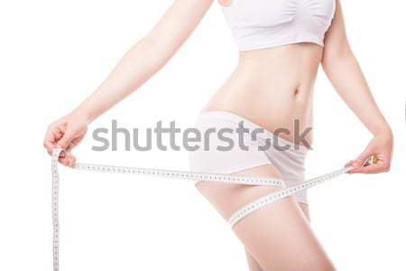 Nő mér derék metrikus szalag izolált Stock fotó © julenochek
