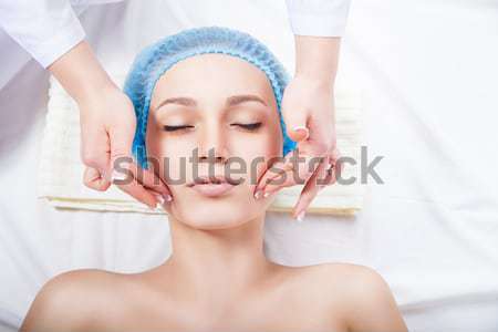 Stockfoto: Jonge · heldere · vrouw · hoofd · massage · spa