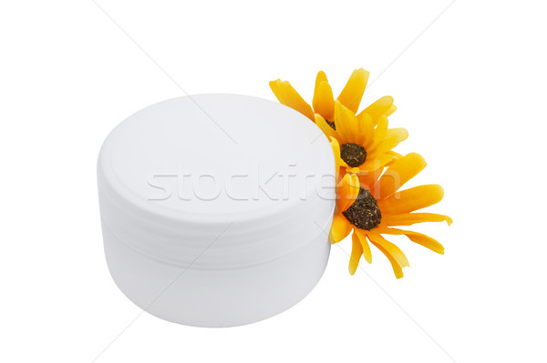 Spa cosmetic cream and flowers isolated on white Stock photo © julenochek