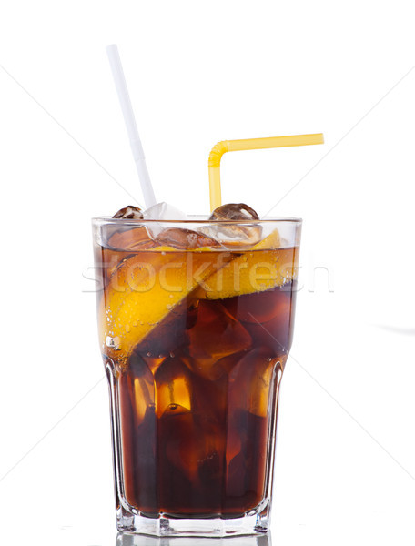 Cola pić lodu żółty cytryny biały Zdjęcia stock © julenochek