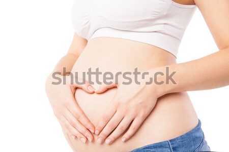 Close-up of woman embracing her pregnant belly Stock photo © julenochek