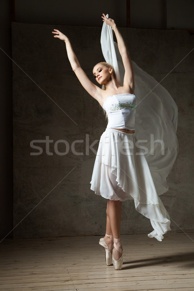 Eleganten Ballerina Tanz weiß Kostüm Ballettschuhe Stock foto © julenochek