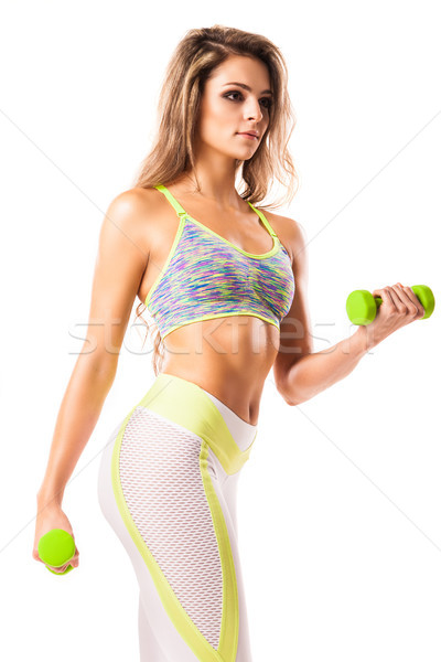 Fiatal fitt női edz fehér nő Stock fotó © julenochek