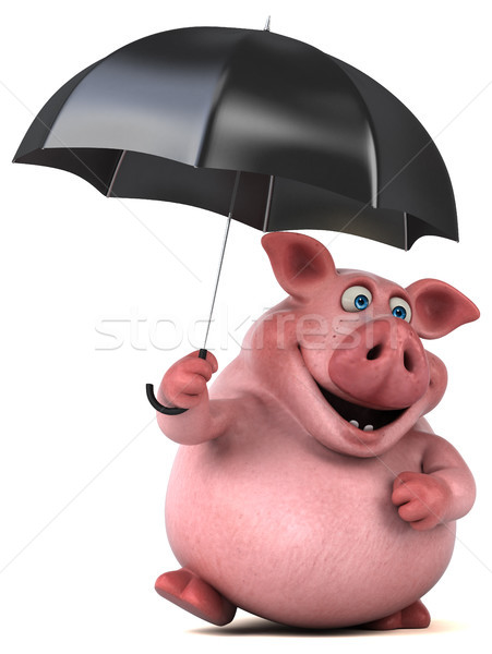 Distracţie porc ilustrare 3d grăsime umbrelă roz Imagine de stoc © julientromeur