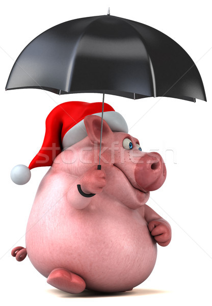 Foto stock: Diversão · porco · ilustração · 3d · gordura · guarda-chuva · natal