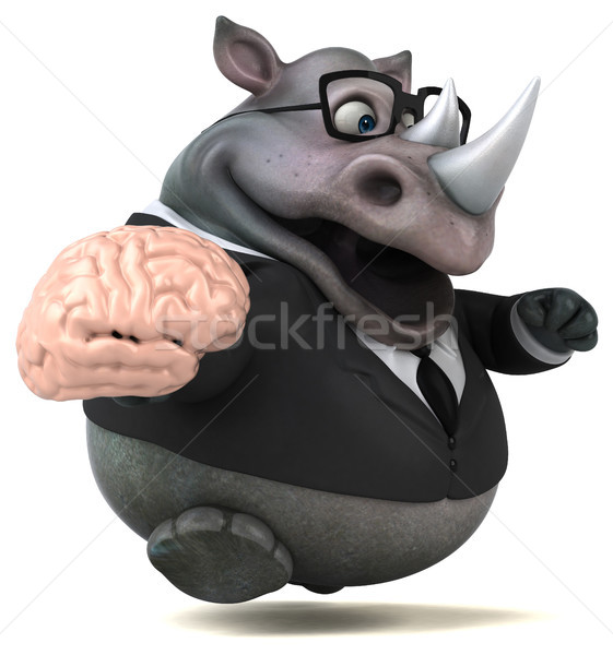 весело носорог 3d иллюстрации бизнесмен костюм мозг Сток-фото © julientromeur