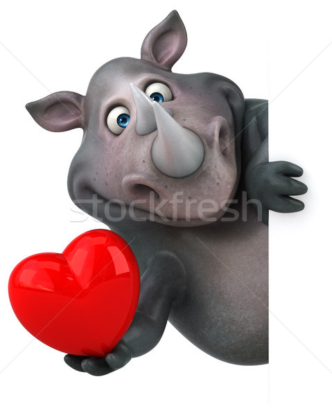 Amusement rhinocéros 3d illustration coeur grasse animaux [[stock_photo]] © julientromeur