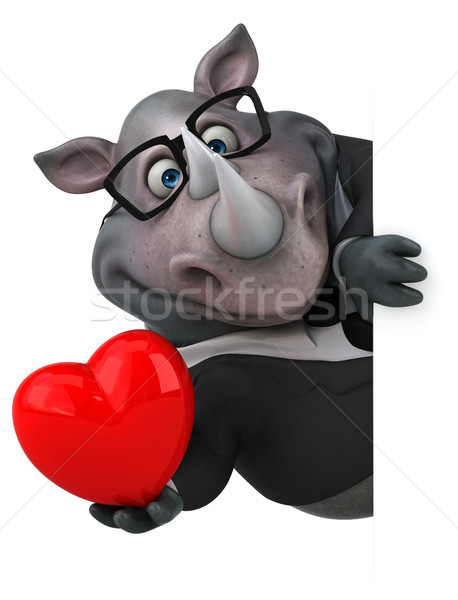 Zabawy nosorożec 3d ilustracji serca biznesmen garnitur Zdjęcia stock © julientromeur