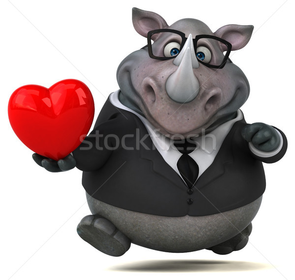 Amusement rhinocéros 3d illustration coeur affaires costume [[stock_photo]] © julientromeur