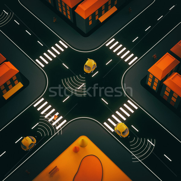 Sel-driving cars - 3D Illustration Stock photo © julientromeur