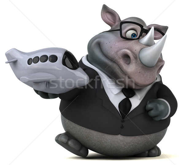 Amusement rhinocéros 3d illustration affaires costume avion [[stock_photo]] © julientromeur