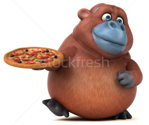 Stok fotoğraf: Eğlence · 3d · illustration · doğa · pizza · Afrika · maymun