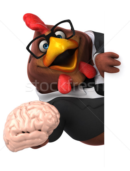 Divertimento pollo illustrazione 3d uccello suit cervello Foto d'archivio © julientromeur