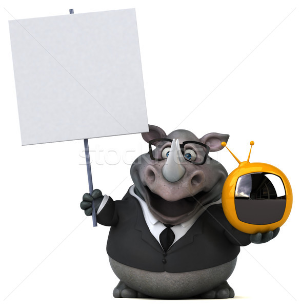Zabawy nosorożec 3d ilustracji biznesmen garnitur ekranu Zdjęcia stock © julientromeur