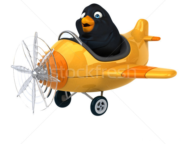 Amsel Vogel Flugzeug schwarz Tier Karikatur Stock foto © julientromeur