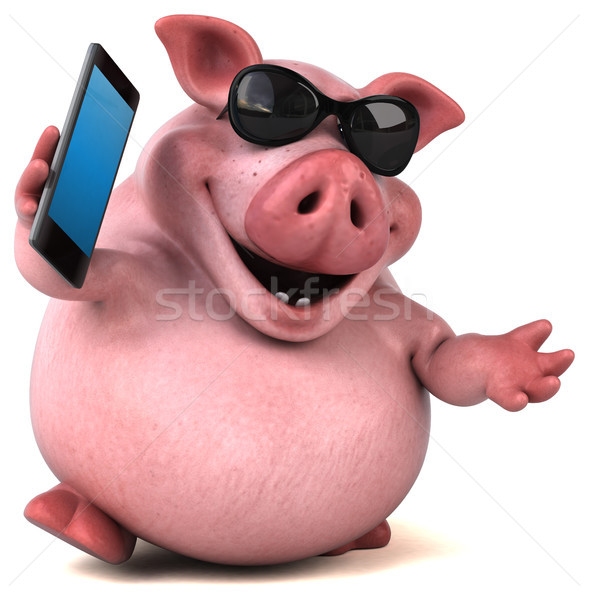 Amusement porc 3d illustration téléphone grasse rose [[stock_photo]] © julientromeur