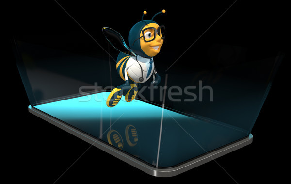 Bee telefoon 3d illustration arts kunst mobiele Stockfoto © julientromeur