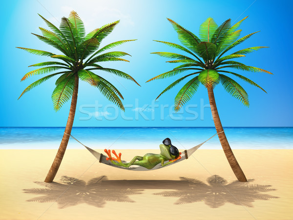 Green frog in the sun - 3D Illustration Stock photo © julientromeur