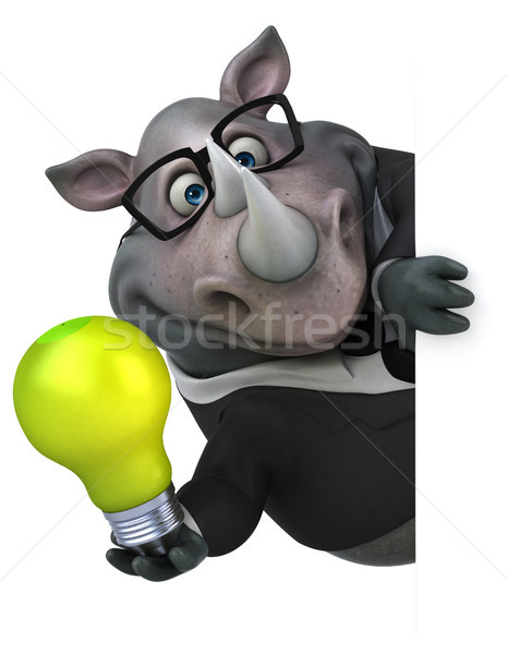 Zabawy nosorożec 3d ilustracji biznesmen zielone garnitur Zdjęcia stock © julientromeur
