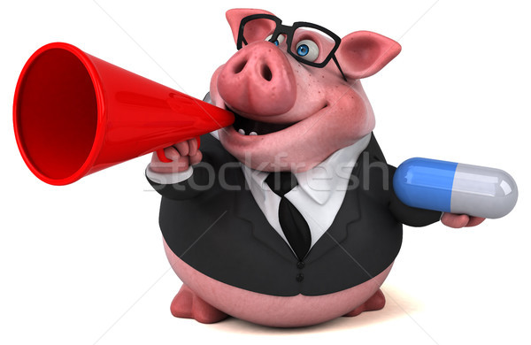 Eğlence domuz 3d illustration işadamı takım elbise yağ Stok fotoğraf © julientromeur