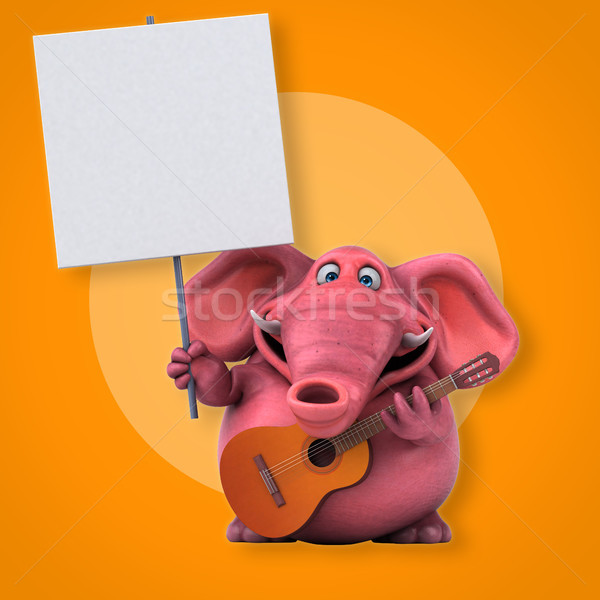 Różowy słoń 3d ilustracji muzyki gitara piwa Zdjęcia stock © julientromeur