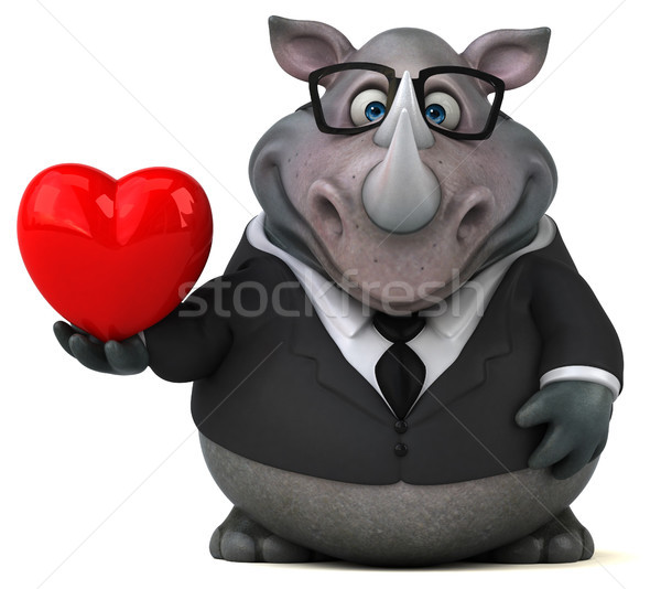 Amusement rhinocéros 3d illustration coeur affaires costume [[stock_photo]] © julientromeur