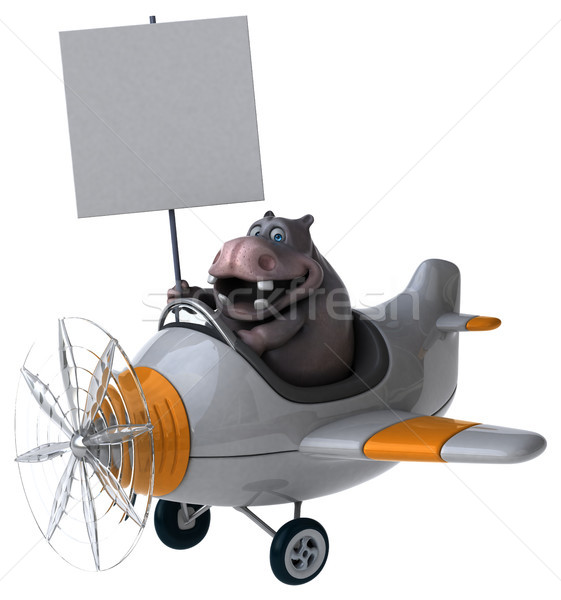 Stock foto: Spaß · Nilpferd · 3D-Darstellung · Flugzeug · Flugzeug · Fett