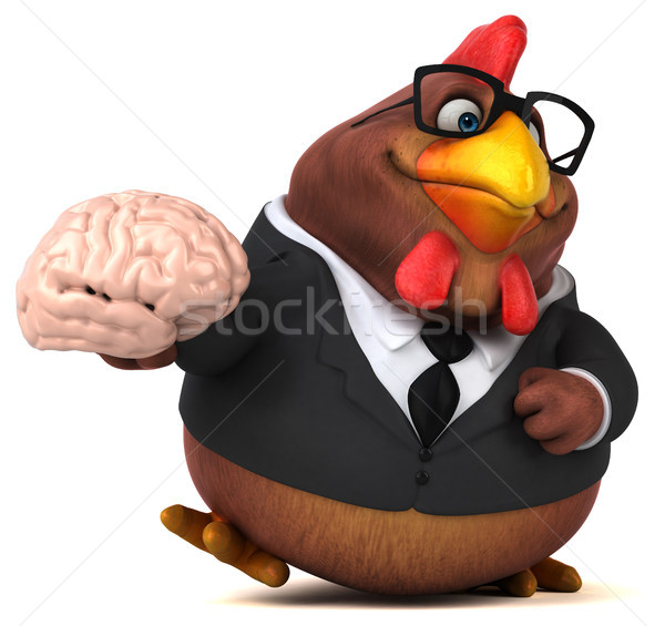 весело куриные 3d иллюстрации птица костюм мозг Сток-фото © julientromeur