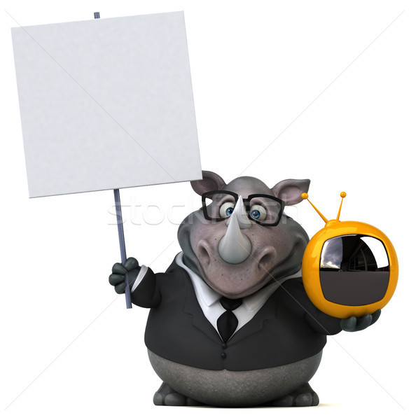 Amusement rhinocéros 3d illustration affaires costume écran [[stock_photo]] © julientromeur