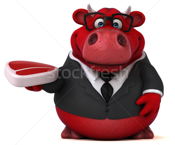 ストックフォト: 赤 · 牛 · 3次元の図 · 髪 · ビジネスマン · スーツ