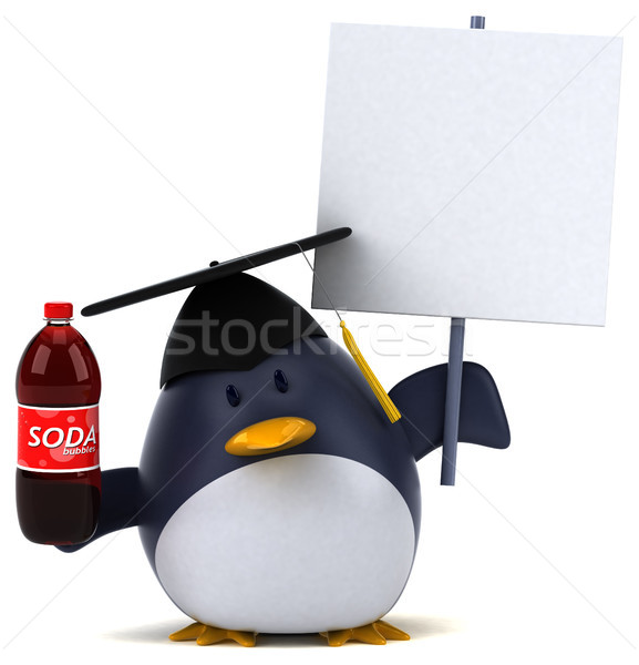Stock foto: Spaß · Pinguin · 3D-Darstellung · Vogel · trinken · funny