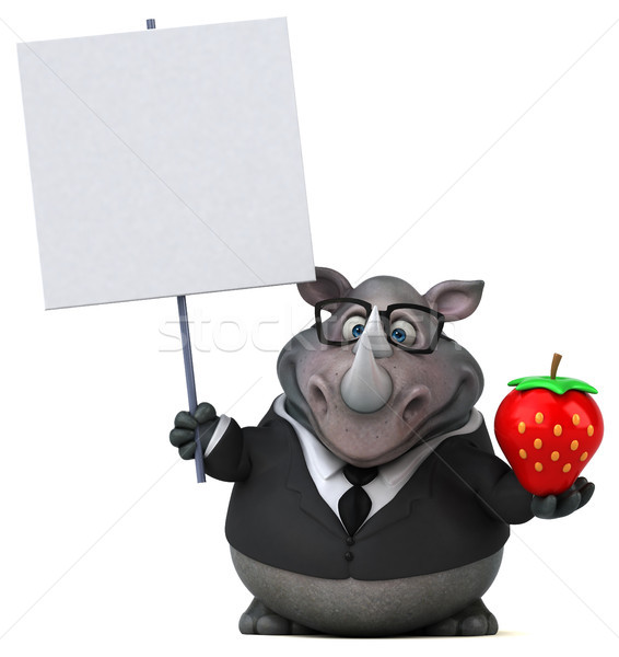Divertimento rinoceronte illustrazione 3d imprenditore suit fragola Foto d'archivio © julientromeur